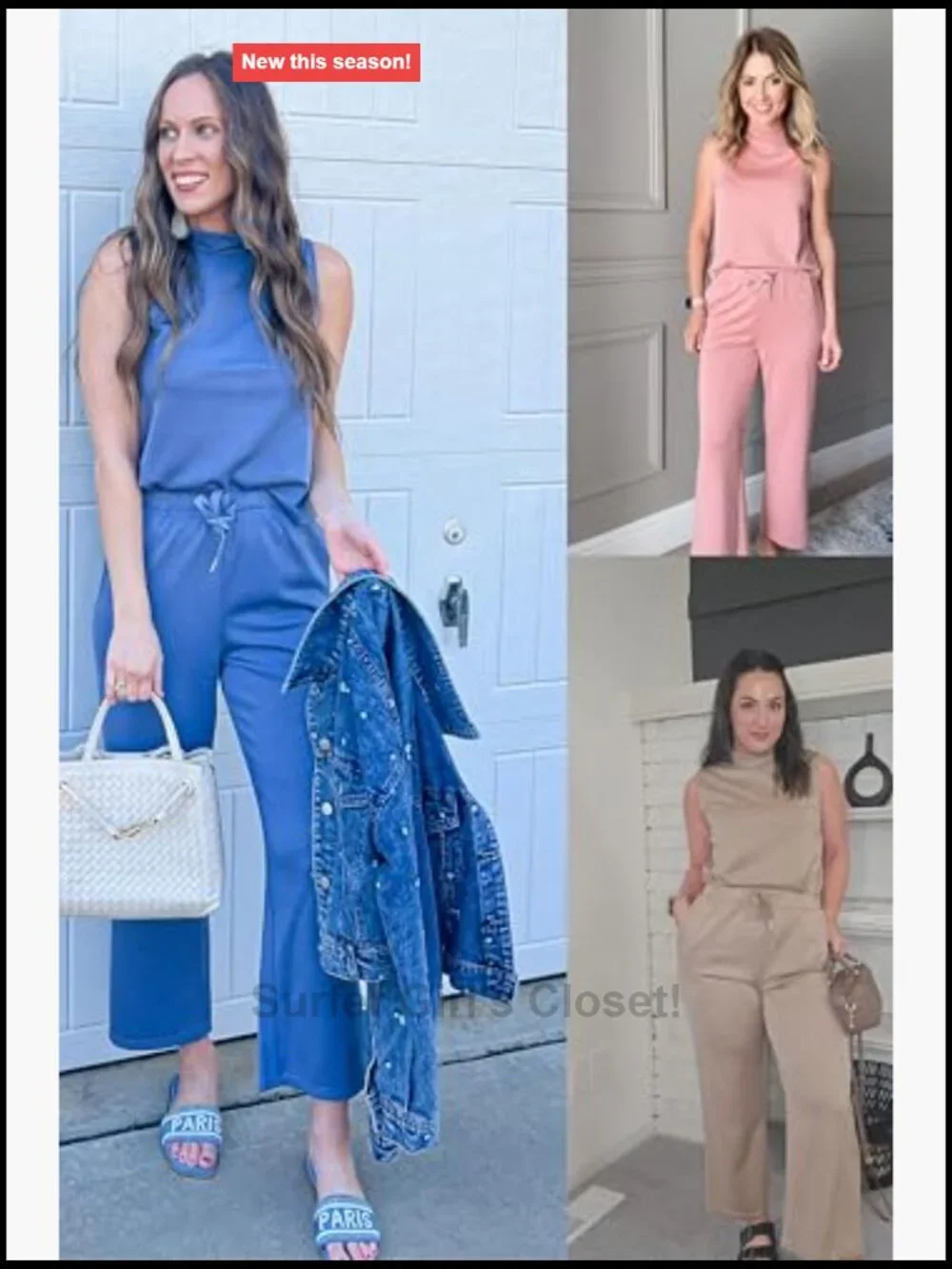 Mock Neck Sleeveless Crop Top & Wide Leg Pants Lounge Set
